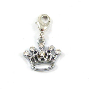 d-ring rhinestone crown charm collar