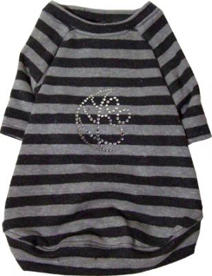 Eco-Pup dog clothing hemp organic stripe rhinestone logo tee shirt