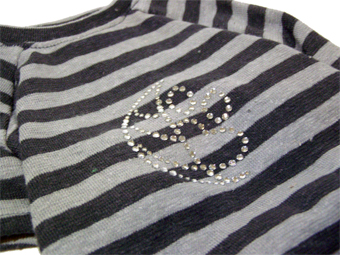 Eco-Pup dog clothing hemp organic stripe rhinestone logo tee shirt